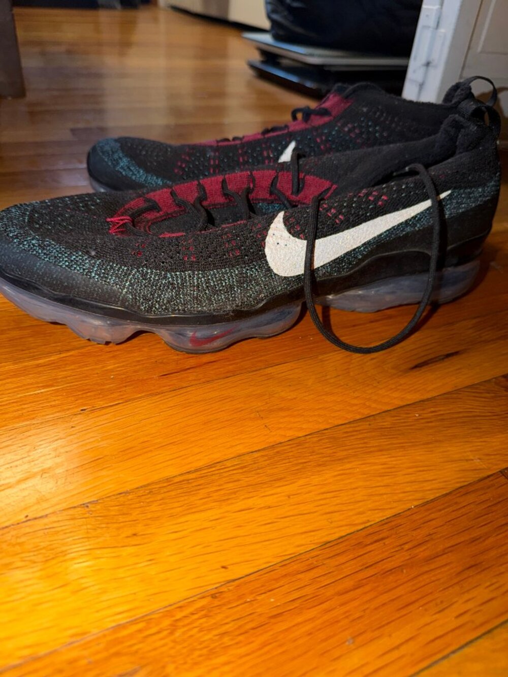 Nike Air VaporMax Flyknit "Pure Platinum/University Red" — Men's Size 13